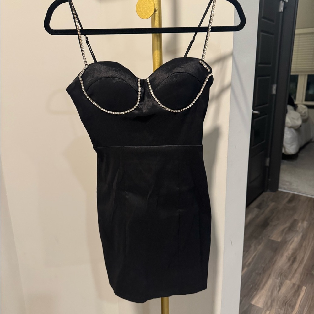 Lulu's Black Rhinestone Mini Dress - Picture 7 of 11